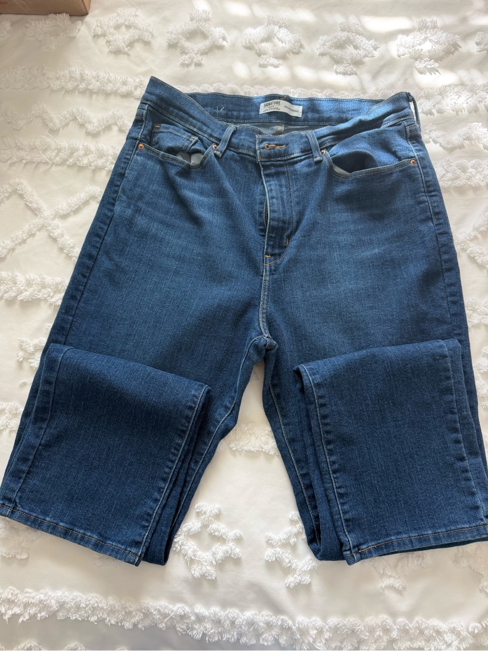 Signature by Levi Strauss Straight-Leg Dark Blue Jeans